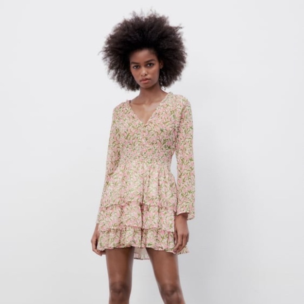 Zara Floral Print Dress New with Tags M